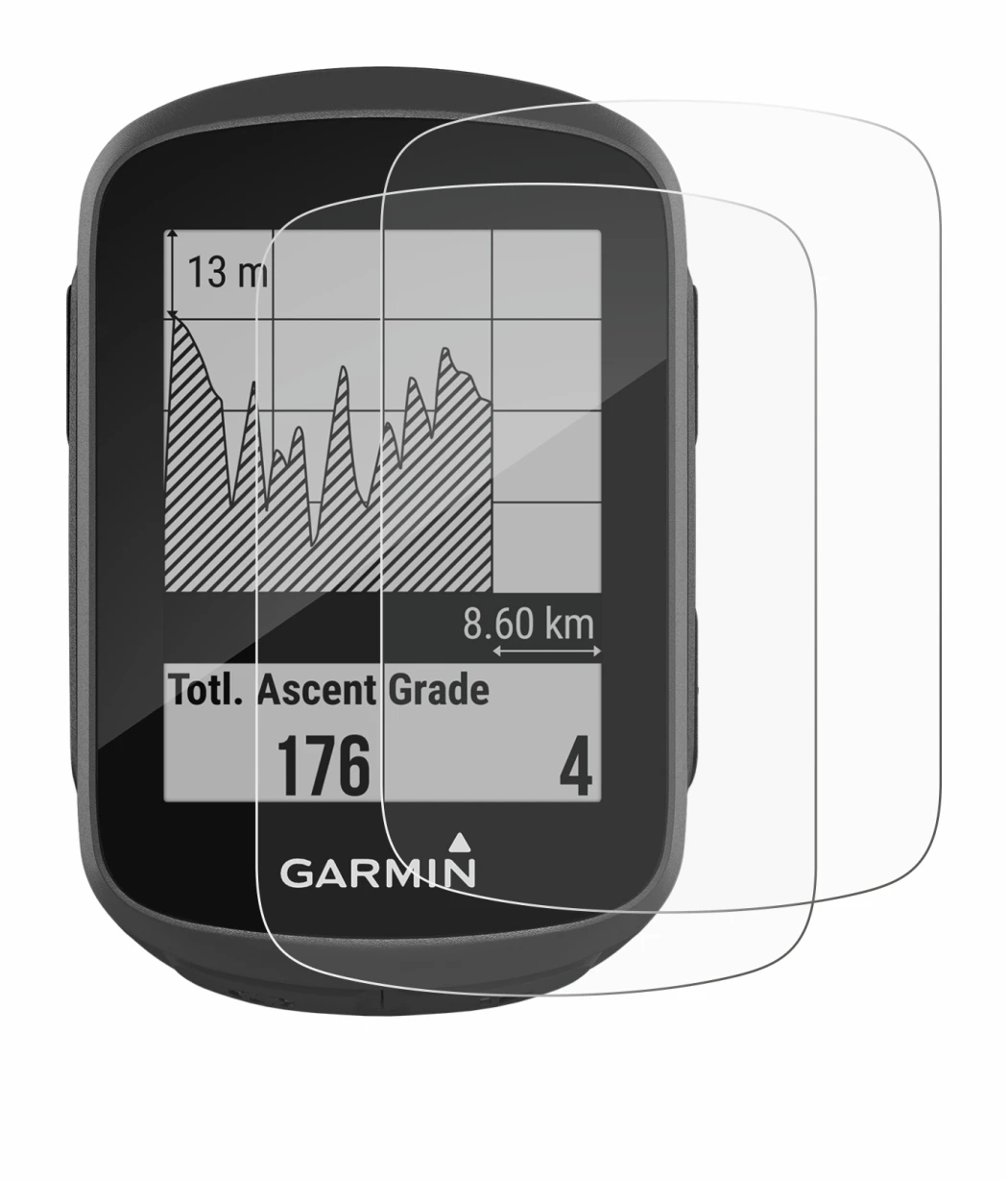 Immagine del dispositivo Garmin Edge 130 con un'ampia varietà di protezioni per lo schermo.