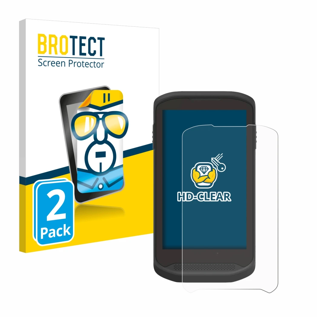 Parte frontale di una confezione del prodotto con il logo del marchio BROTECT. Accanto è raffigurato il dispositivo Zebra TC25
