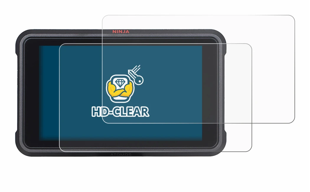 Immagine del dispositivo Atomos Ninja V con un'ampia varietà di protezioni per lo schermo.