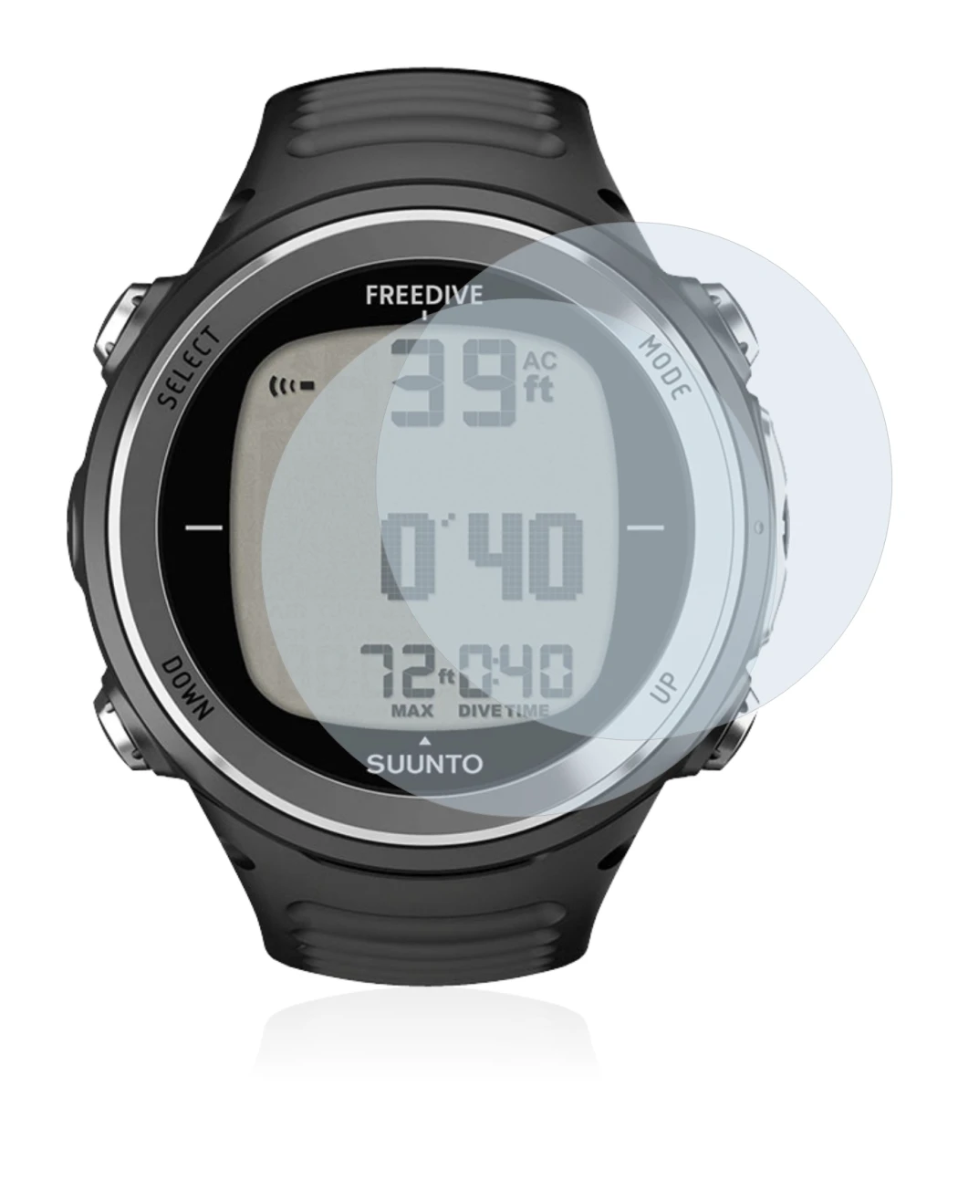 Immagine del dispositivo Suunto D4F con un'ampia varietà di protezioni per lo schermo.