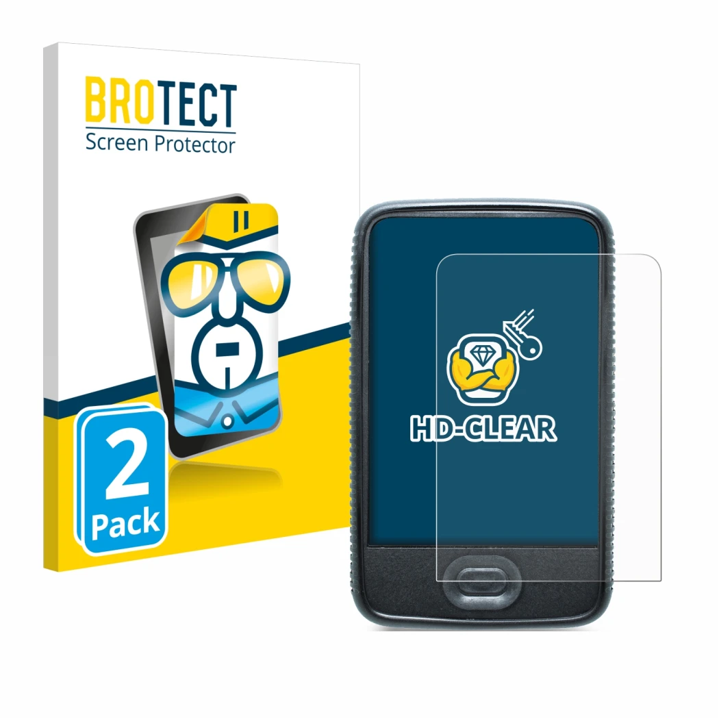 Parte frontale di una confezione del prodotto con il logo del marchio BROTECT. Accanto è raffigurato il dispositivo Dexcom G6