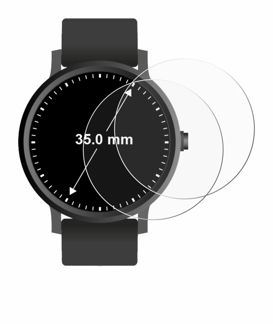 Immagine del dispositivo Circolare Displays (ø: 35 mm) con un'ampia varietà di protezioni per lo schermo.
