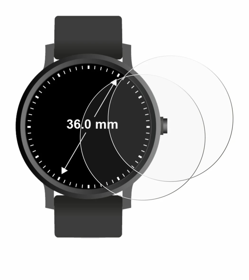 Immagine del dispositivo Circolare Displays (ø: 36 mm) con un'ampia varietà di protezioni per lo schermo.