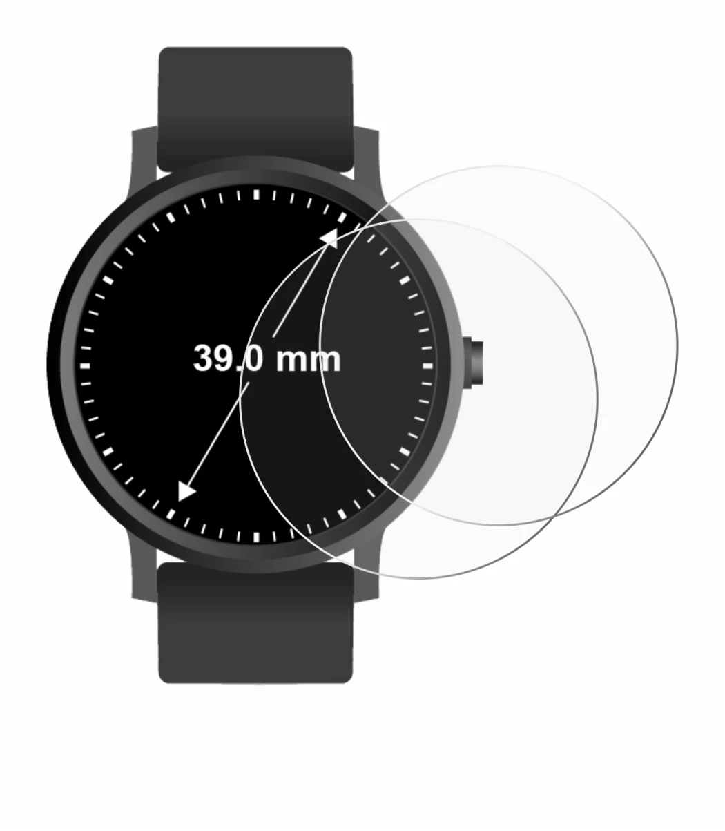 Immagine del dispositivo Circolare Displays (ø: 39 mm) con un'ampia varietà di protezioni per lo schermo.