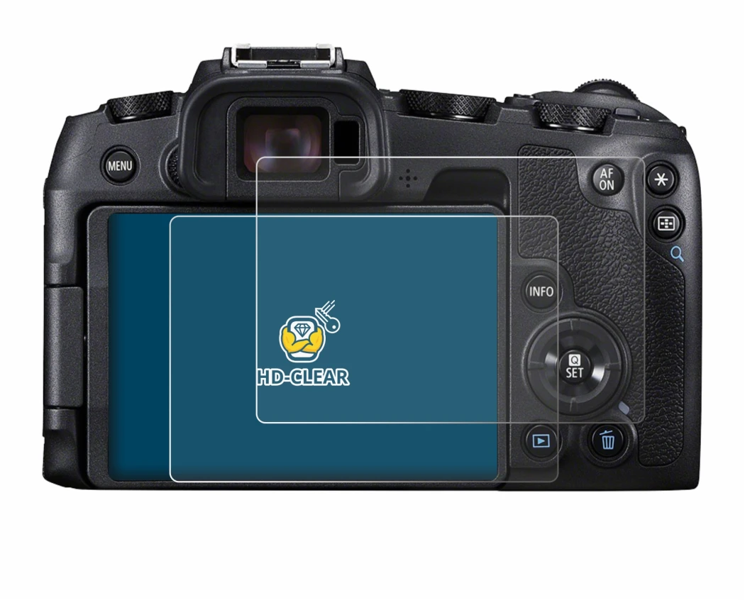 Immagine del dispositivo Canon EOS RP con un'ampia varietà di protezioni per lo schermo.