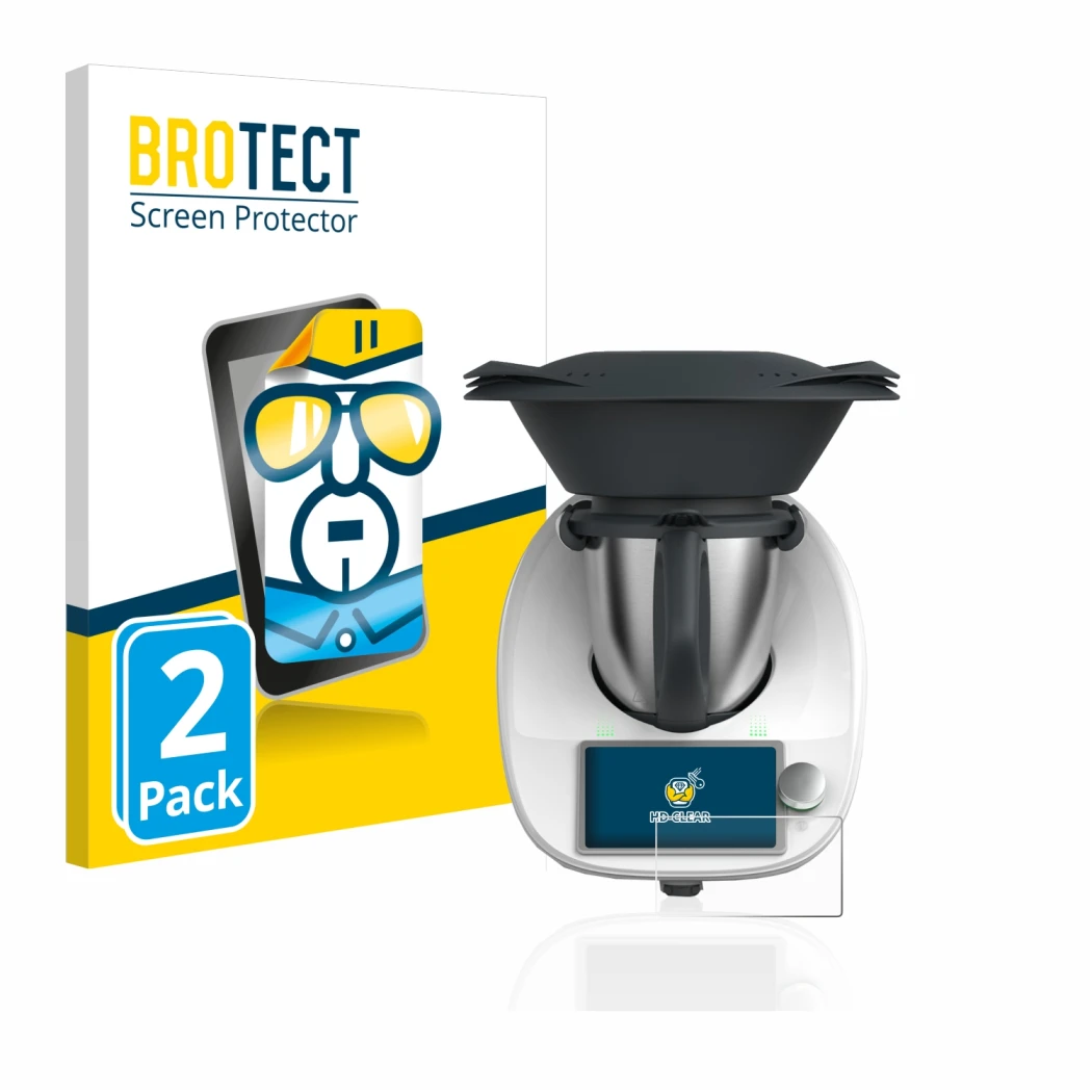 Parte frontale di una confezione del prodotto con il logo del marchio BROTECT. Accanto è raffigurato il dispositivo Vorwerk Th