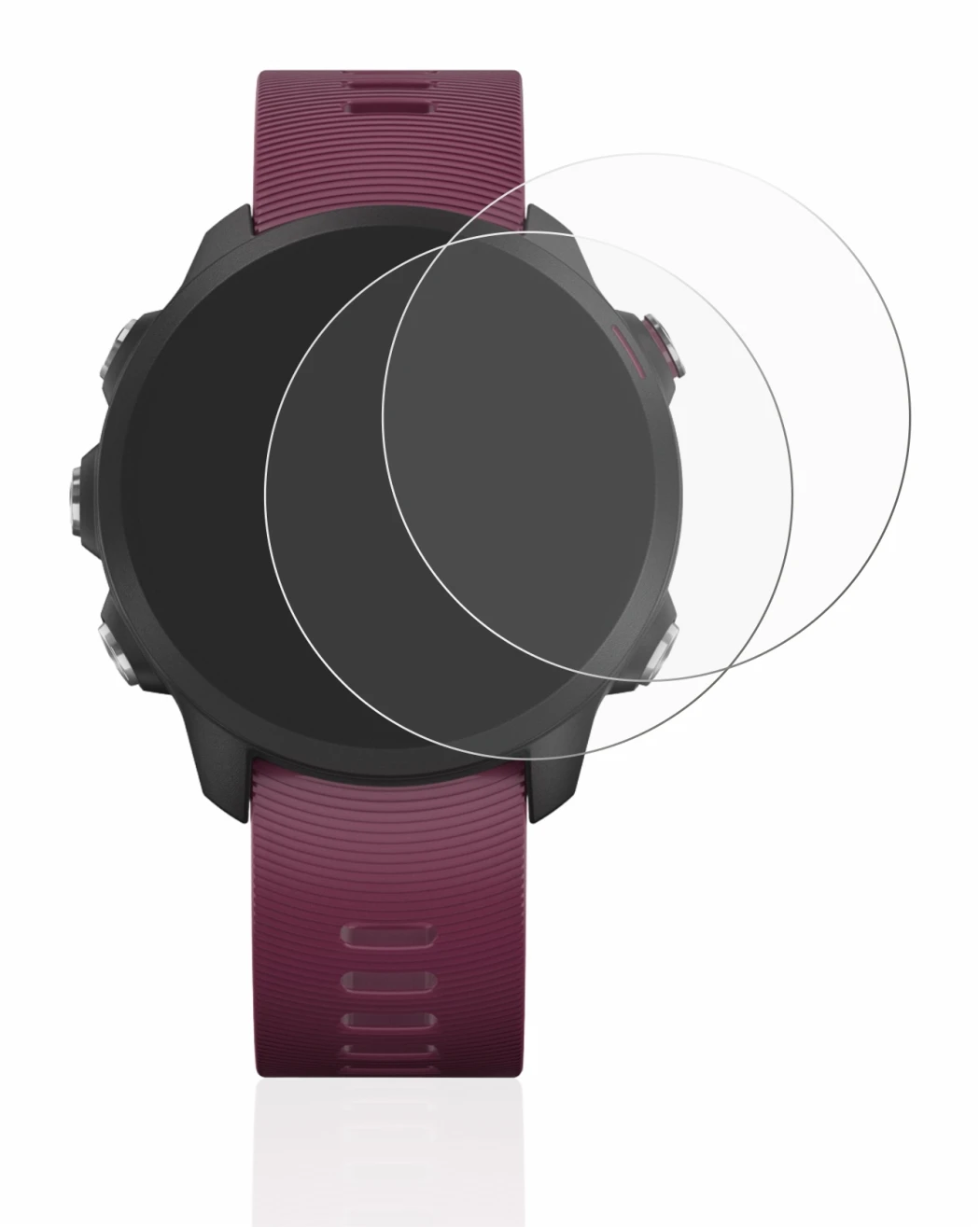 Immagine del dispositivo Garmin Forerunner 245 con un'ampia varietà di protezioni per lo schermo.