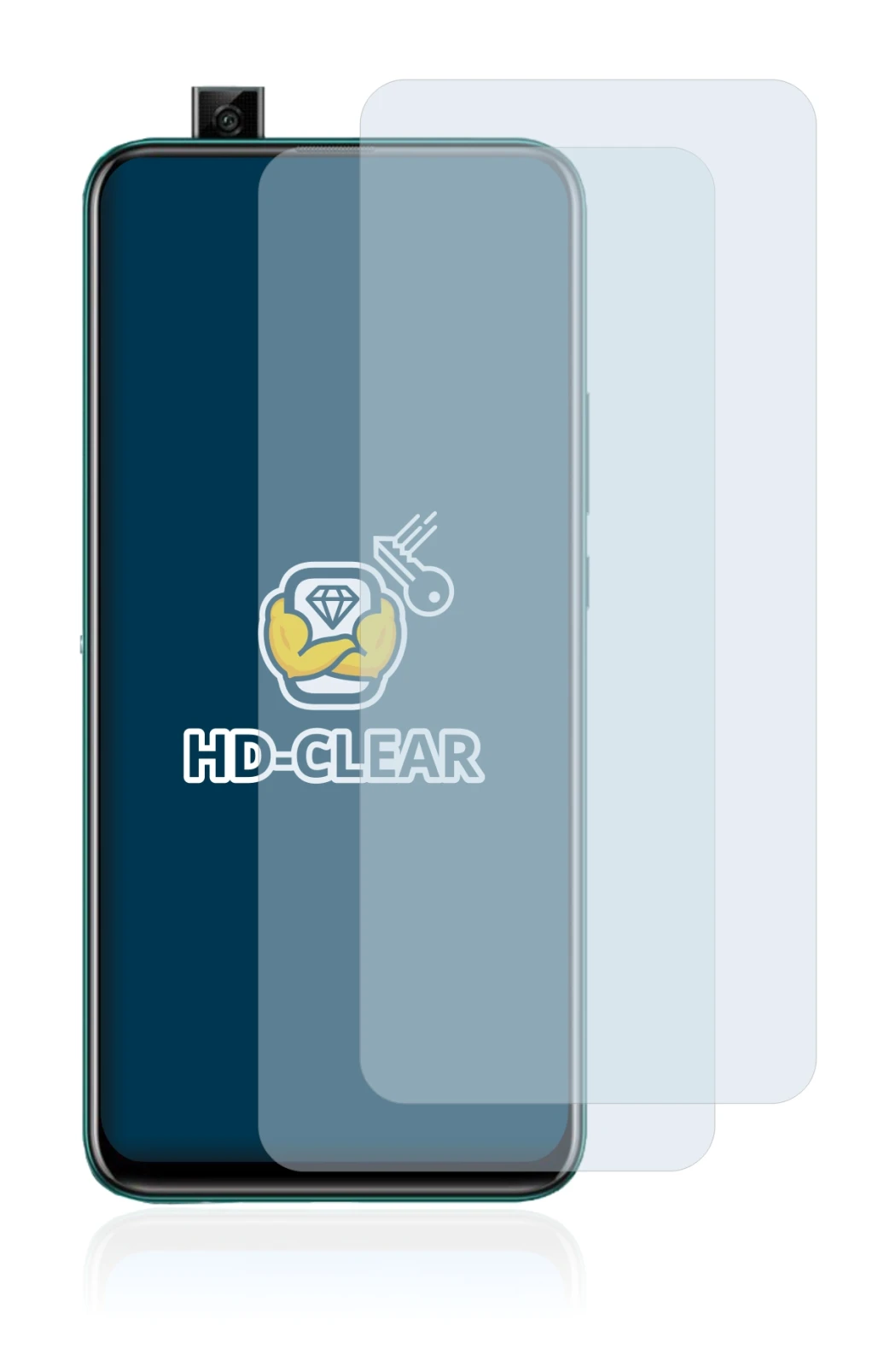 Immagine del dispositivo Huawei P smart Z con un'ampia varietà di protezioni per lo schermo.