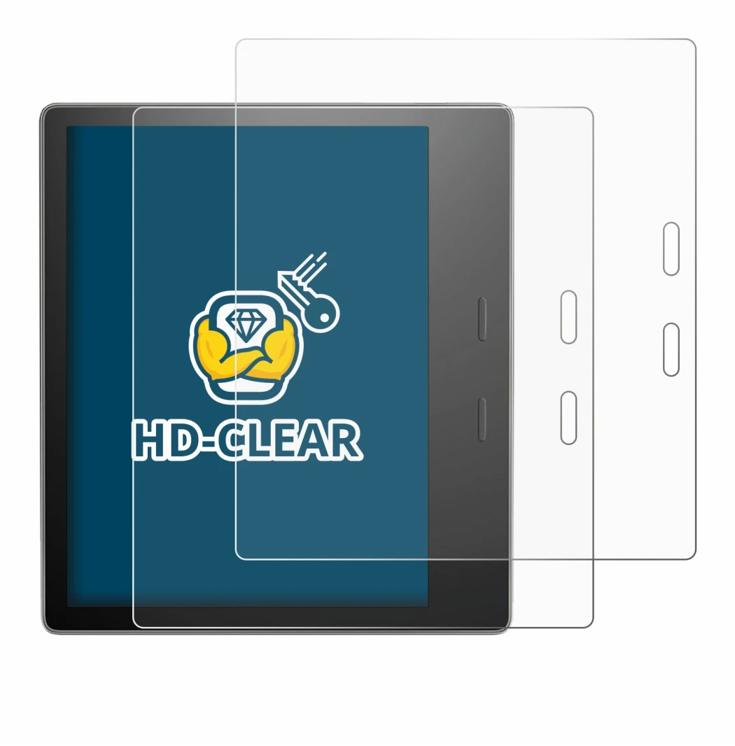 Immagine del dispositivo Amazon Kindle Oasis 2019 (10a Gen.) con un'ampia varietà di protezioni per lo schermo.