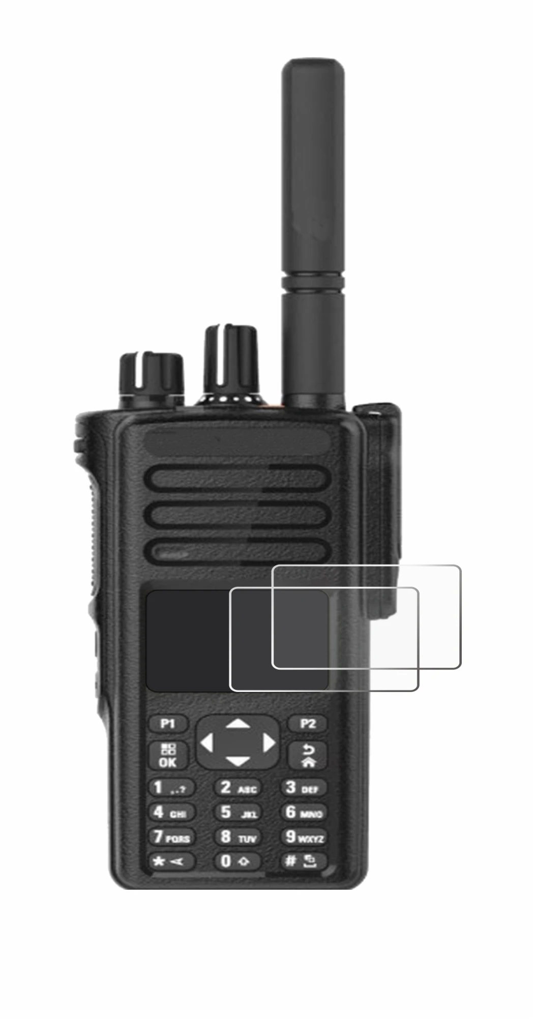 Immagine del dispositivo Motorola DP4801e con un'ampia varietà di protezioni per lo schermo.