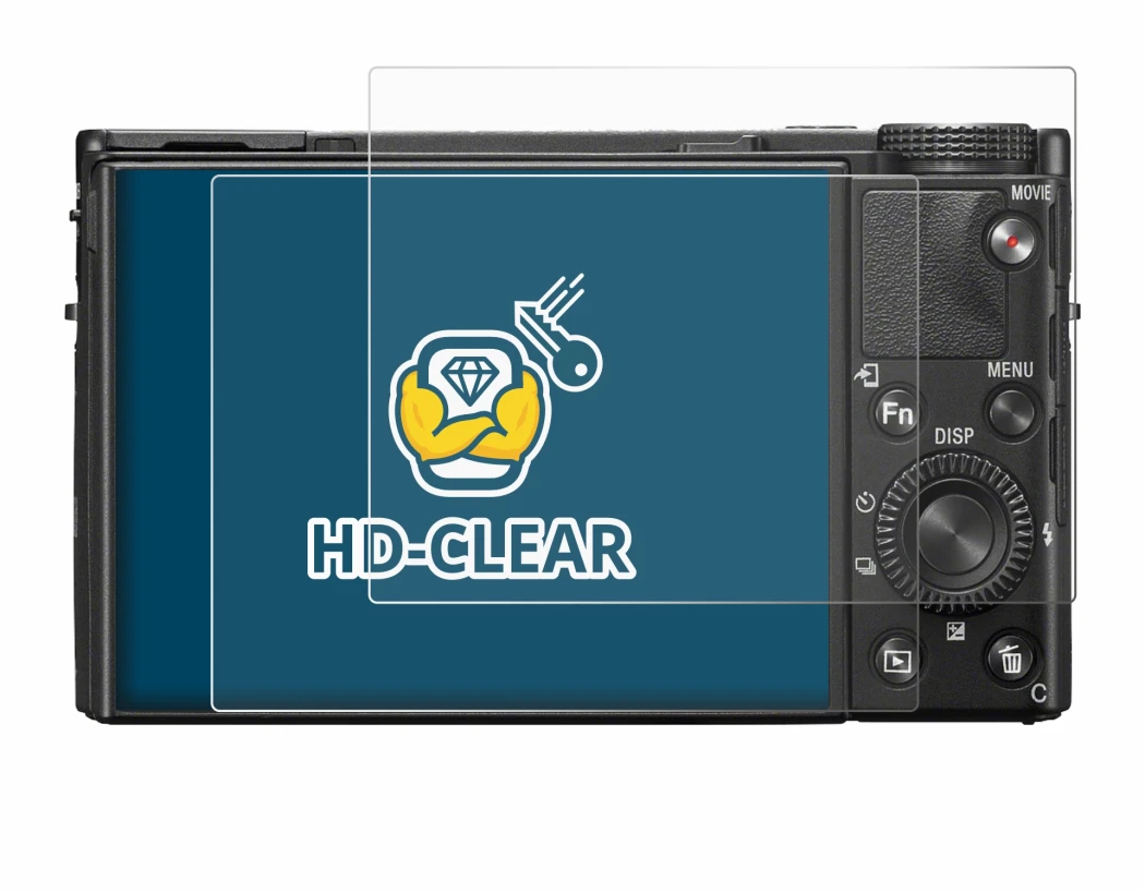 Immagine del dispositivo Sony Cyber-Shot DSC-RX100 VII con un'ampia varietà di protezioni per lo schermo.
