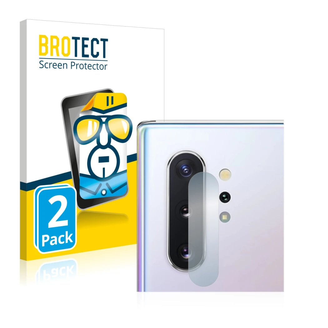 Parte frontale di una confezione del prodotto con il logo del marchio BROTECT. Accanto è raffigurato il dispositivo Samsung Ga