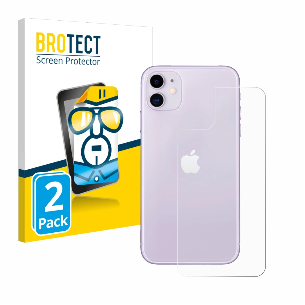 Parte frontale di una confezione del prodotto con il logo del marchio BROTECT. Accanto è raffigurato il dispositivo Apple iPho