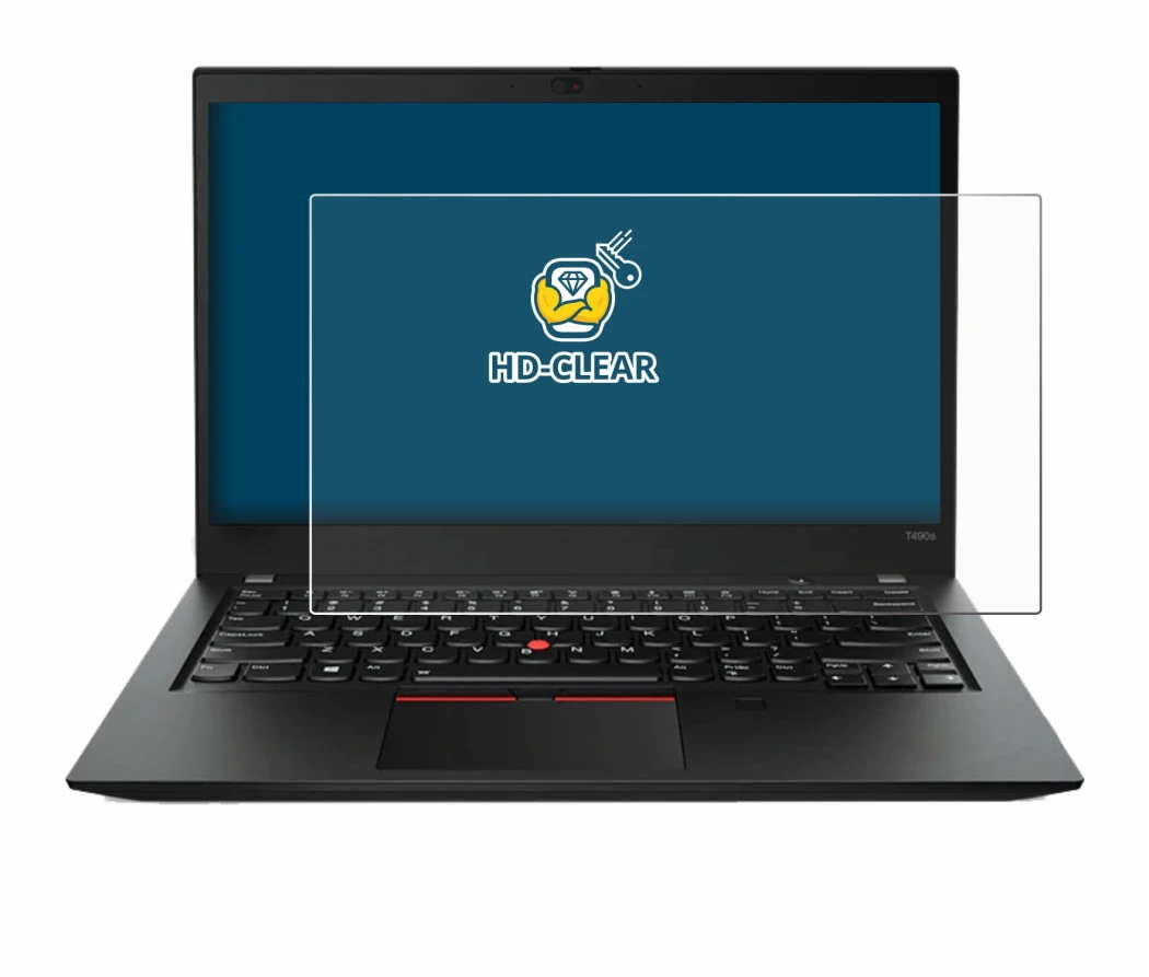 Immagine del dispositivo Lenovo ThinkPad T490s con un'ampia varietà di protezioni per lo schermo.