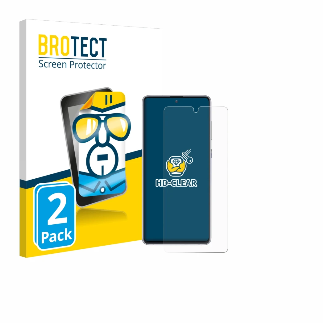 Parte frontale di una confezione del prodotto con il logo del marchio BROTECT. Accanto è raffigurato il dispositivo Samsung Ga