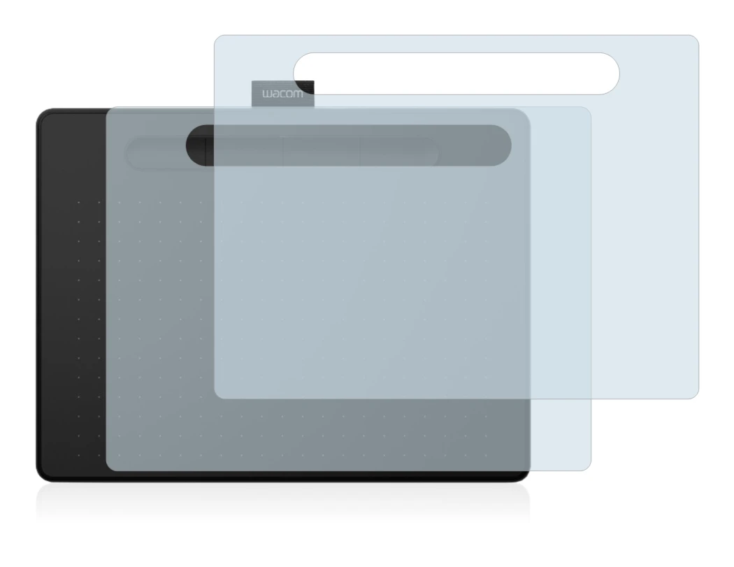 Immagine del dispositivo Wacom Intuos M con un'ampia varietà di protezioni per lo schermo.