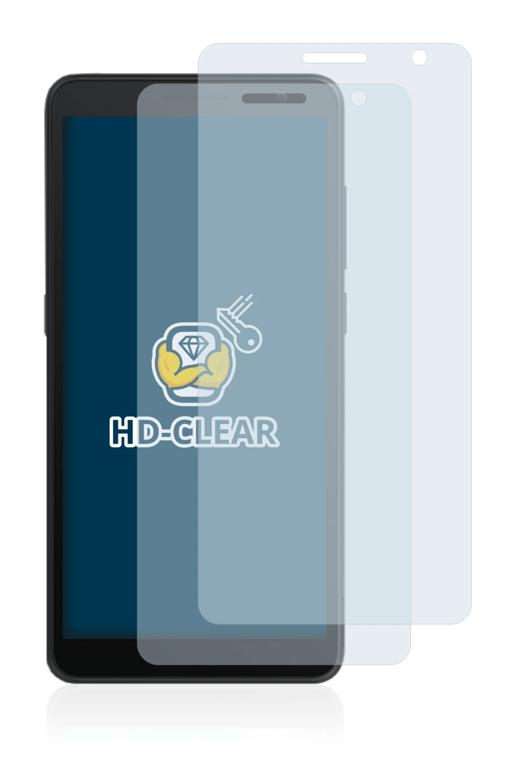 Immagine del dispositivo Alcatel 1B 2020 con un'ampia varietà di protezioni per lo schermo.