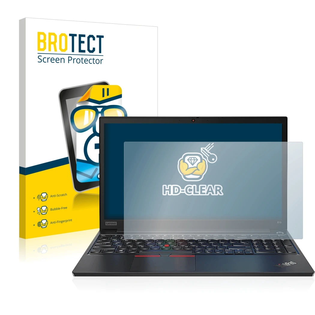 Parte frontale di una confezione del prodotto con il logo del marchio BROTECT. Accanto è raffigurato il dispositivo Lenovo Thi