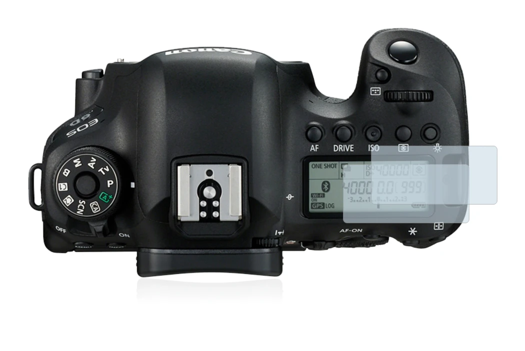 Immagine del dispositivo Canon EOS 6D (display a spalla) con un'ampia varietà di protezioni per lo schermo.