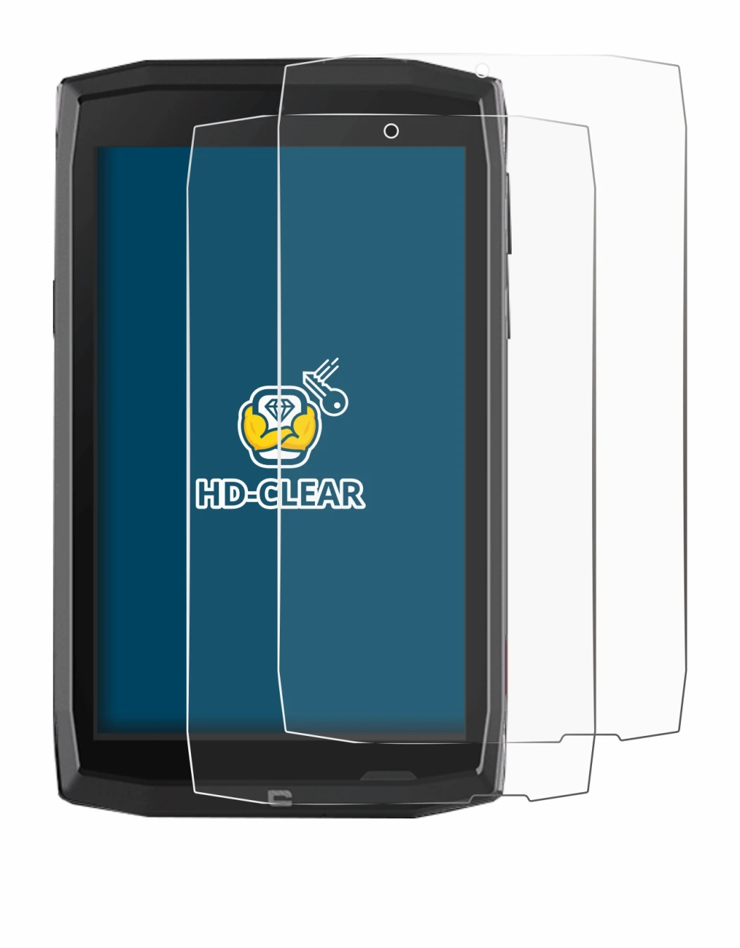 Immagine del dispositivo Crosscall Core T4 con un'ampia varietà di protezioni per lo schermo.