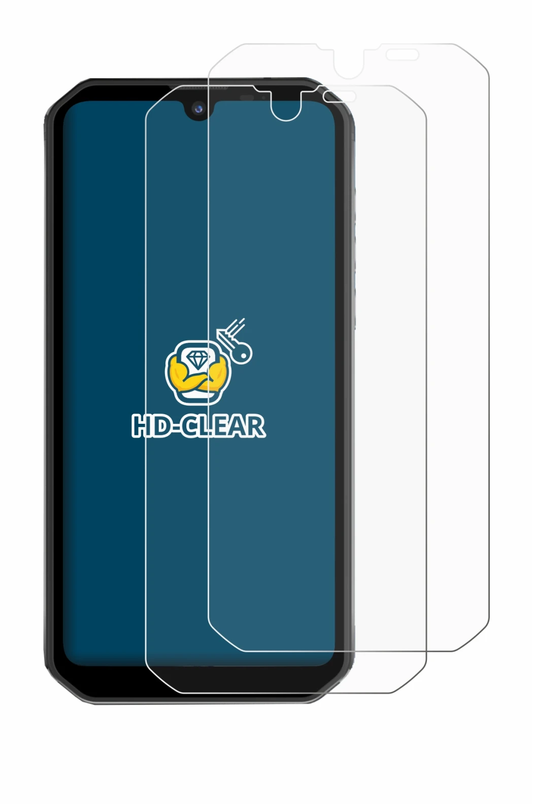 Immagine del dispositivo Blackview BV9900 Pro con un'ampia varietà di protezioni per lo schermo.