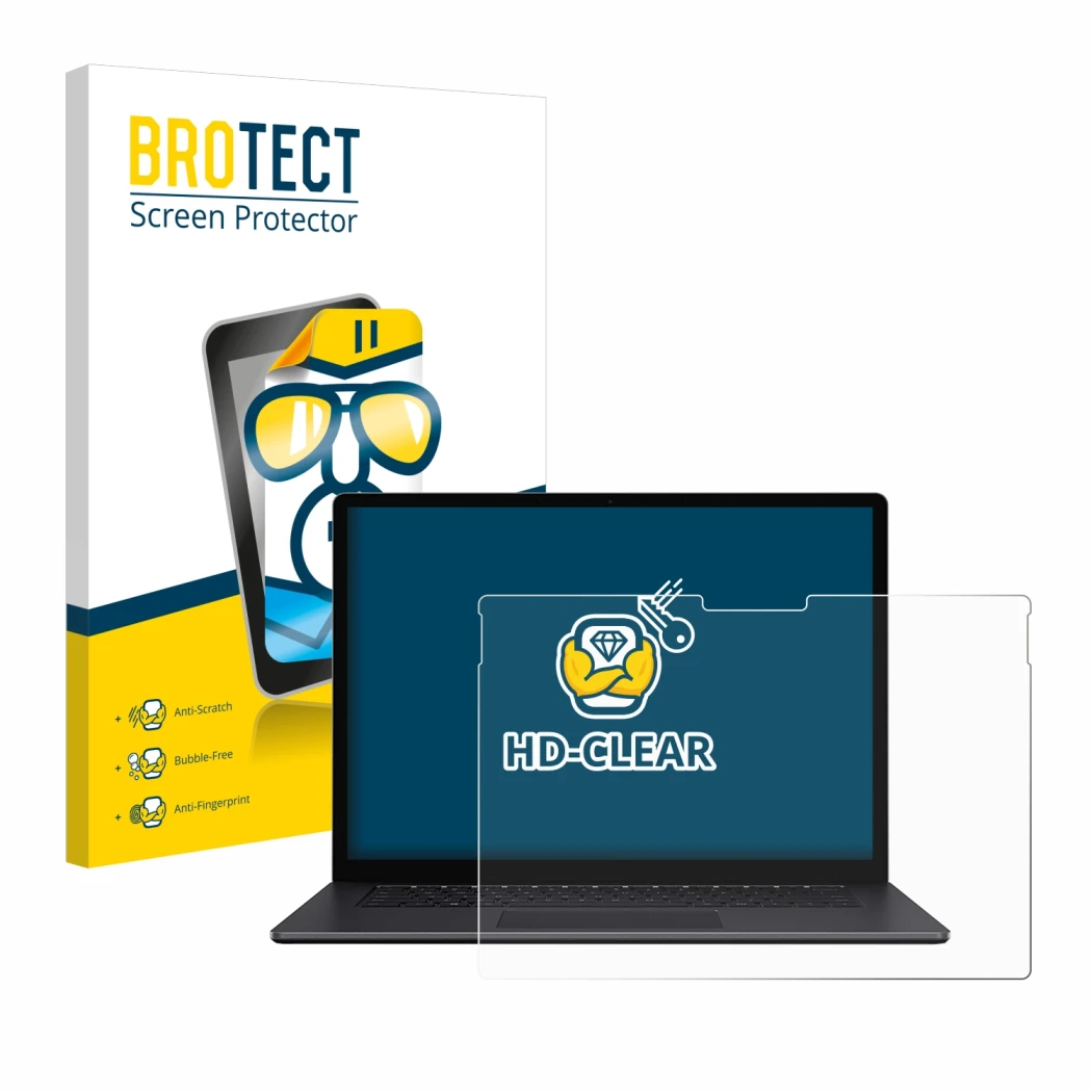 Parte frontale di una confezione del prodotto con il logo del marchio BROTECT. Accanto è raffigurato il dispositivo Microsoft 