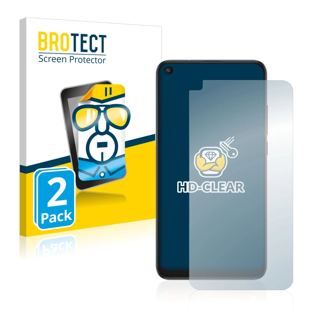 Parte frontale di una confezione del prodotto con il logo del marchio BROTECT. Accanto è raffigurato il dispositivo TCL 10L co