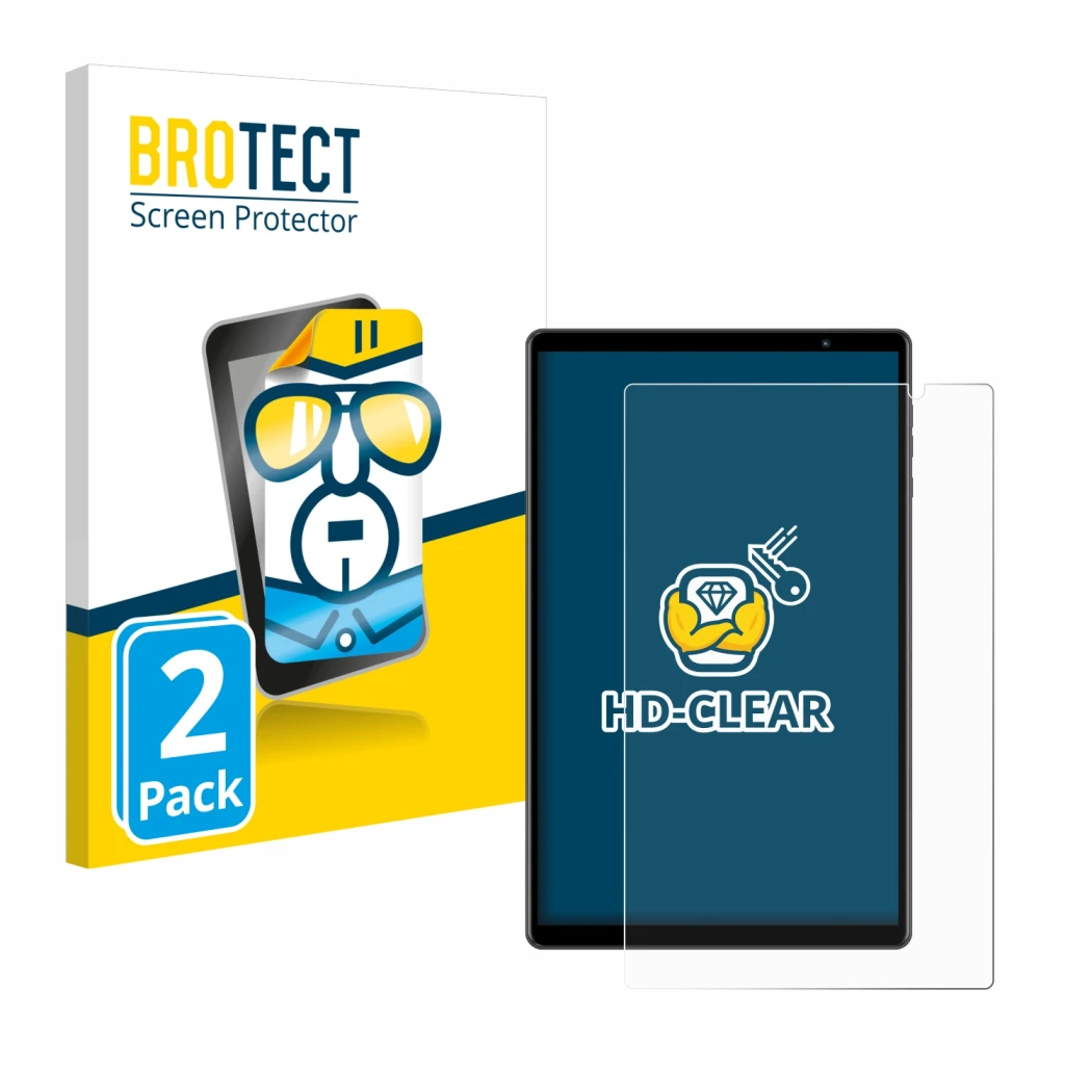 Parte frontale di una confezione del prodotto con il logo del marchio BROTECT. Accanto è raffigurato il dispositivo Teclast P1