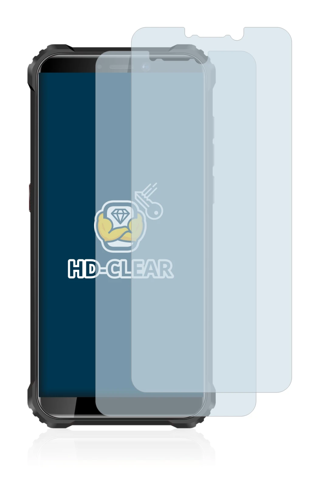 Immagine del dispositivo Oukitel WP5 con un'ampia varietà di protezioni per lo schermo.