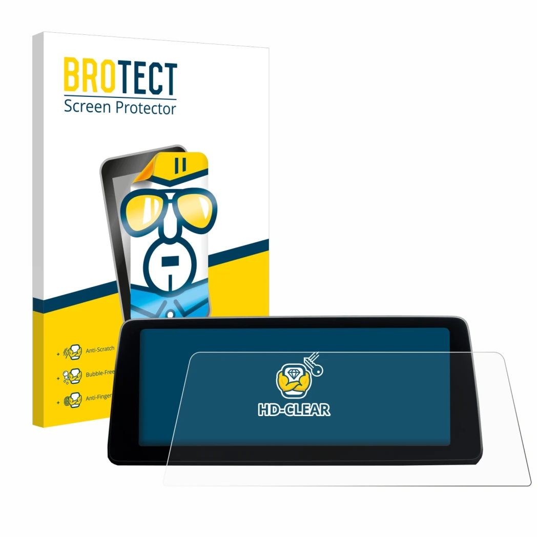 Parte frontale di una confezione del prodotto con il logo del marchio BROTECT. Accanto è raffigurato il dispositivo BMW 7 G11 