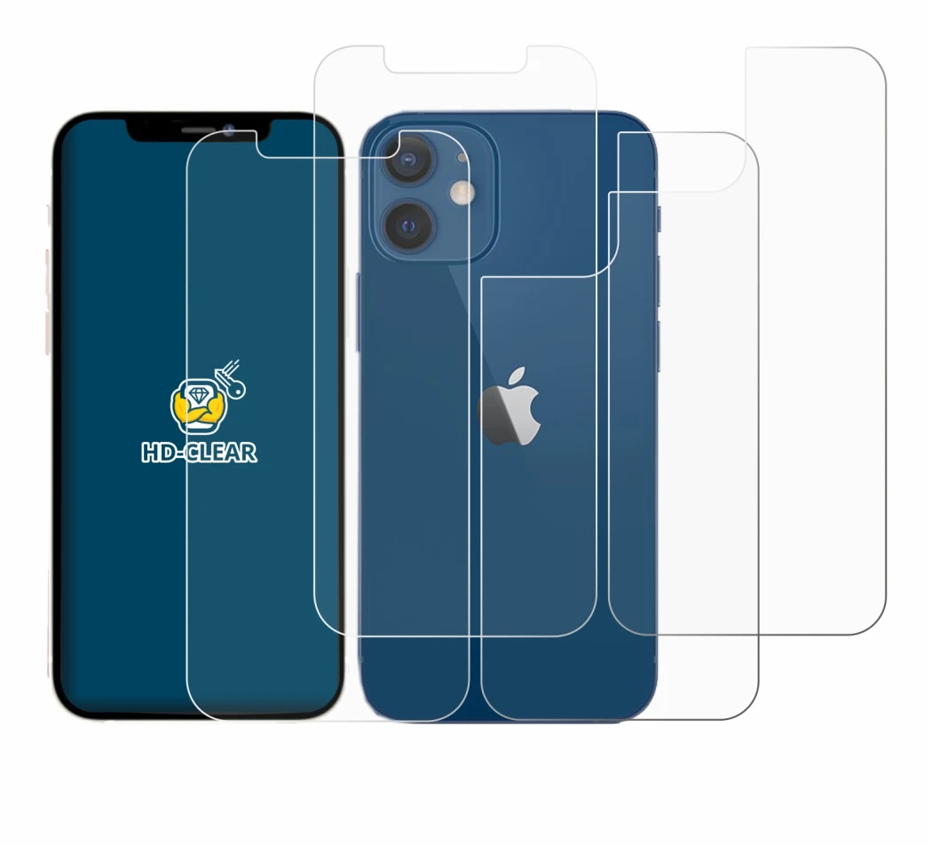 Immagine del dispositivo Apple iPhone 12 (Fronte+Retro) con un'ampia varietà di protezioni per lo schermo.