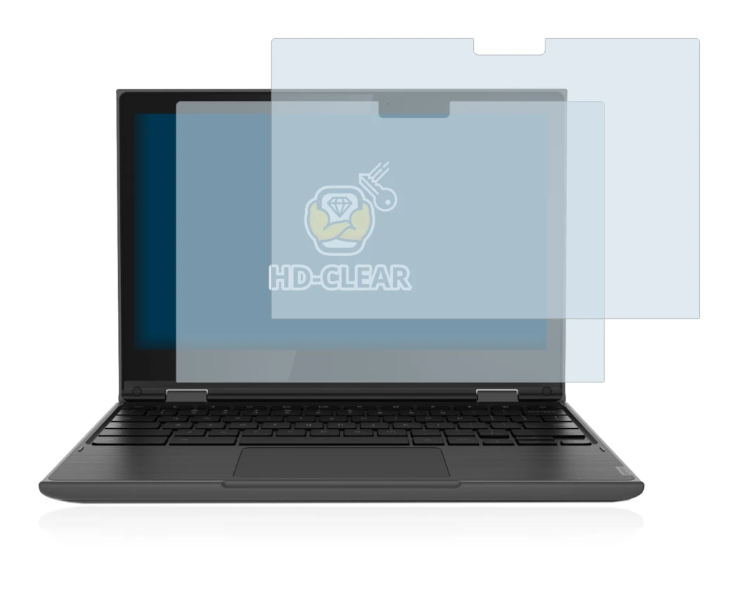 Immagine del dispositivo Lenovo 300e (2a Gen.) con un'ampia varietà di protezioni per lo schermo.