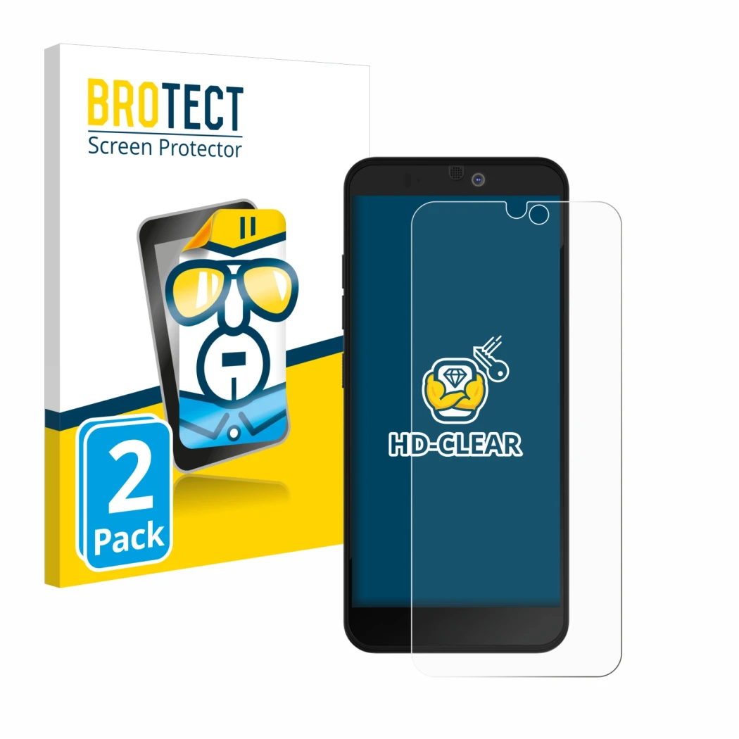 Parte frontale di una confezione del prodotto con il logo del marchio BROTECT. Accanto è raffigurato il dispositivo Fairphone