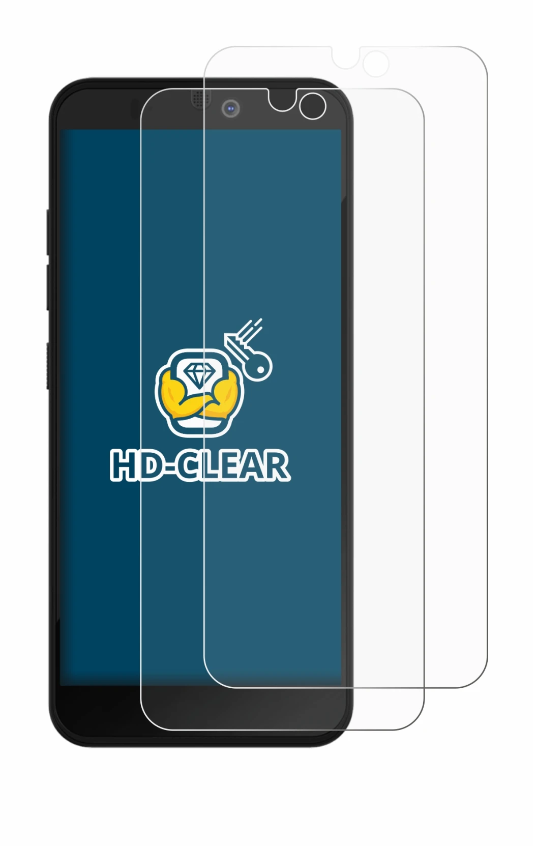 Immagine del dispositivo Fairphone 3 Plus con un'ampia varietà di protezioni per lo schermo.