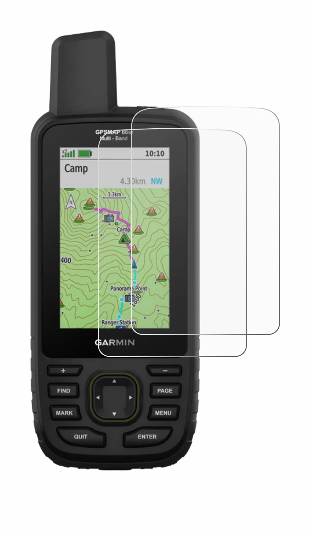 Immagine del dispositivo Garmin GPSMAP 66sr con un'ampia varietà di protezioni per lo schermo.