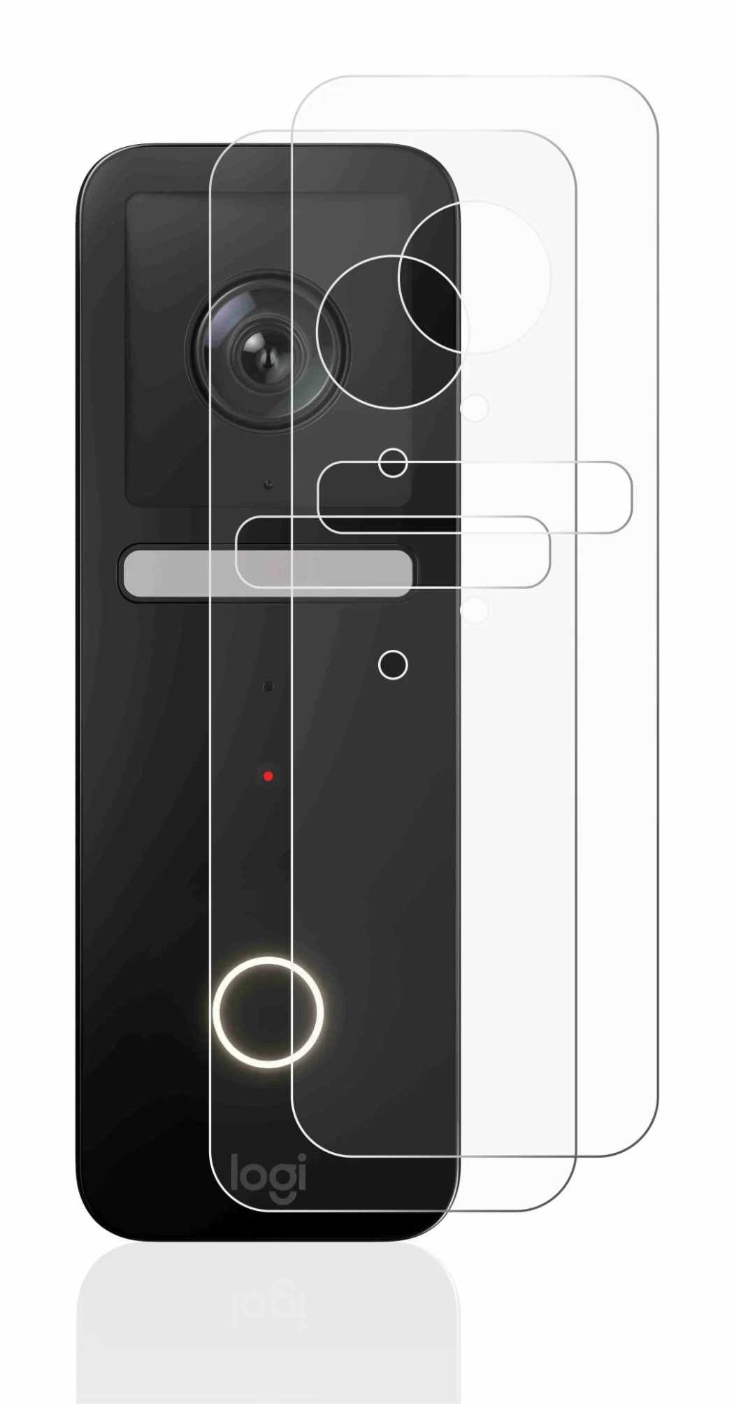 Immagine del dispositivo Logitech Circle View Doorbell con un'ampia varietà di protezioni per lo schermo.