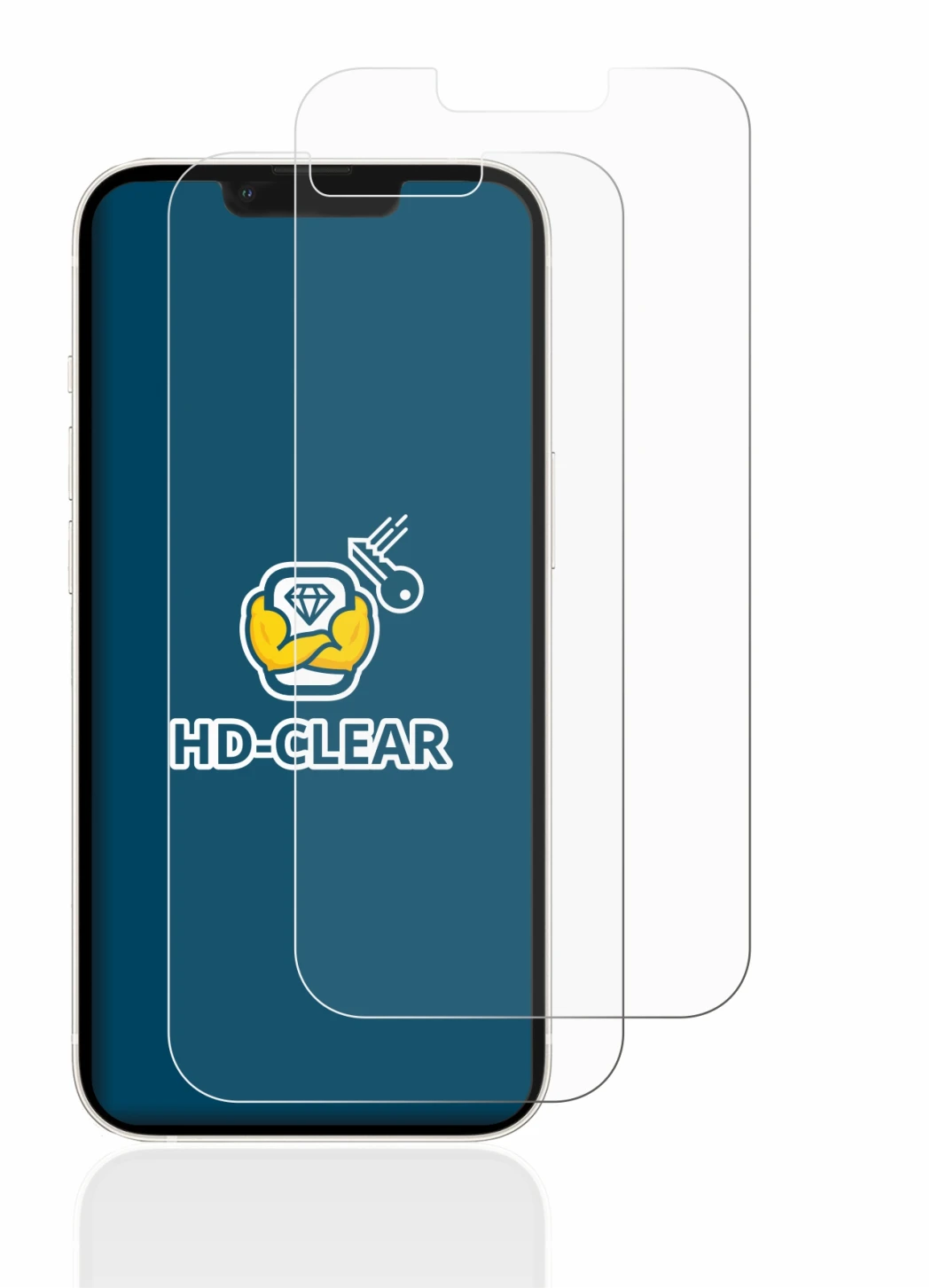 Immagine del dispositivo Apple iPhone 13 con un'ampia varietà di protezioni per lo schermo.