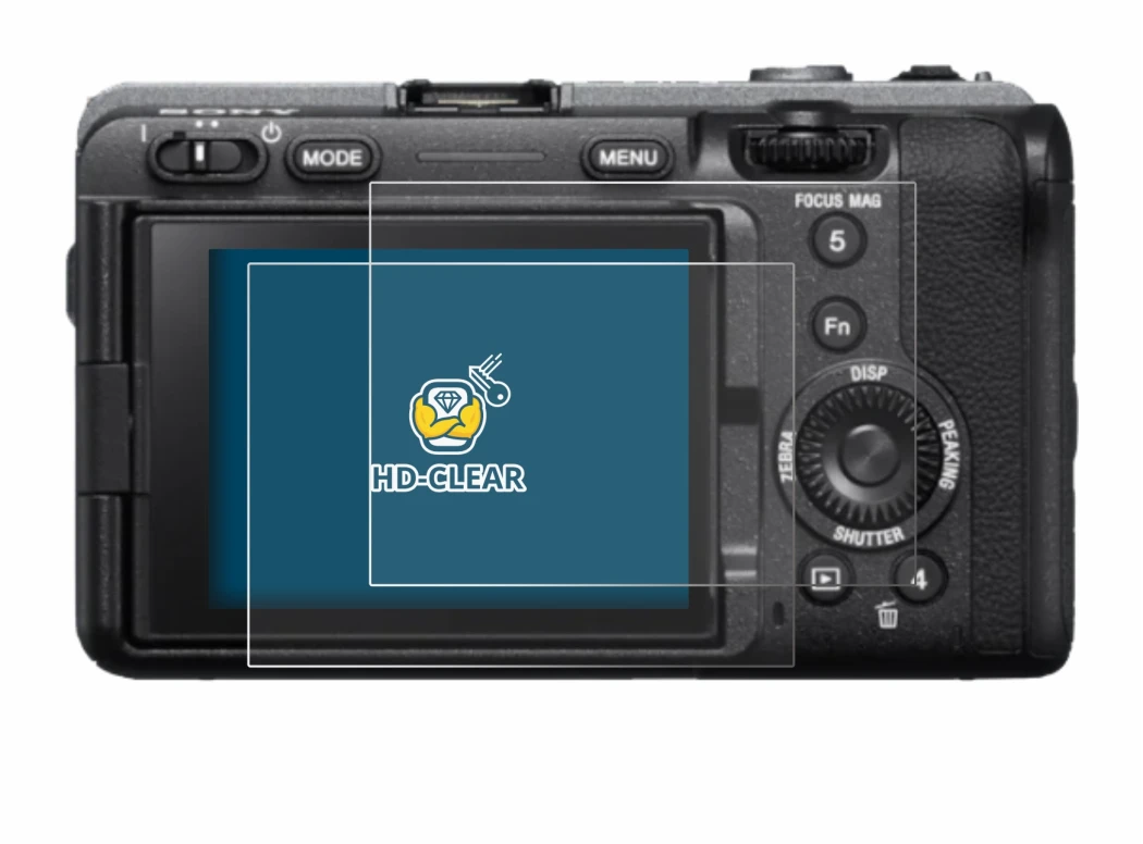 Immagine del dispositivo Sony FX3 con un'ampia varietà di protezioni per lo schermo.