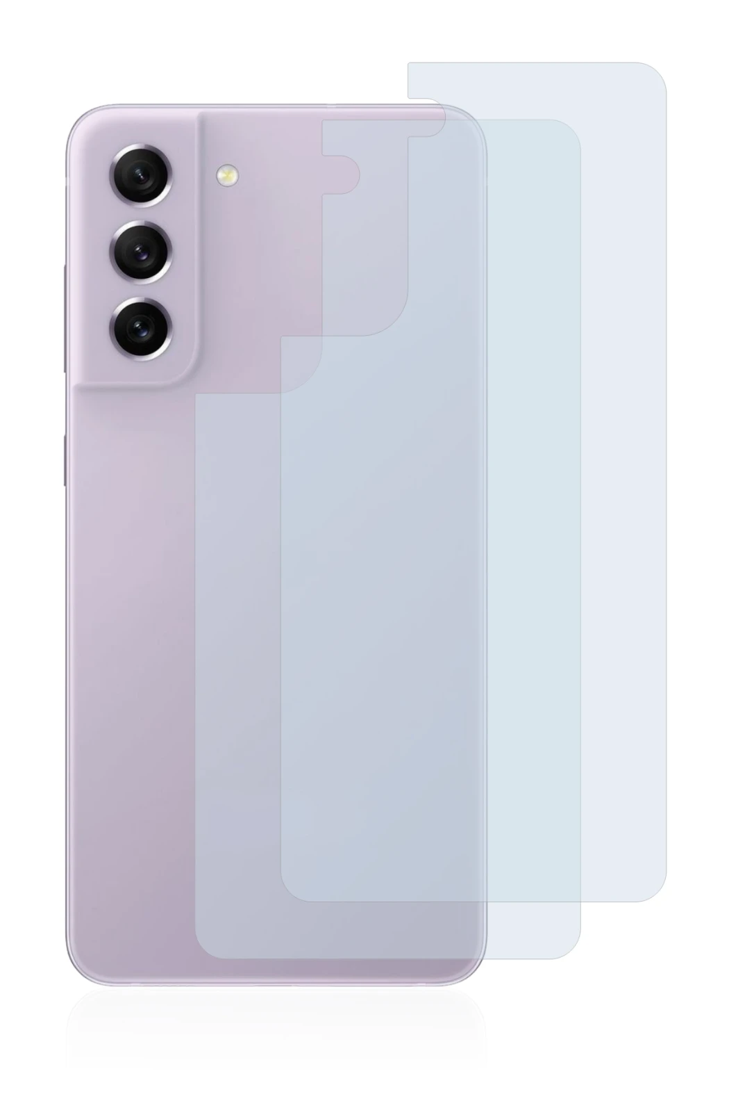 Immagine del dispositivo Samsung Galaxy S21 FE 5G (Posteriore) con un'ampia varietà di protezioni per lo schermo.