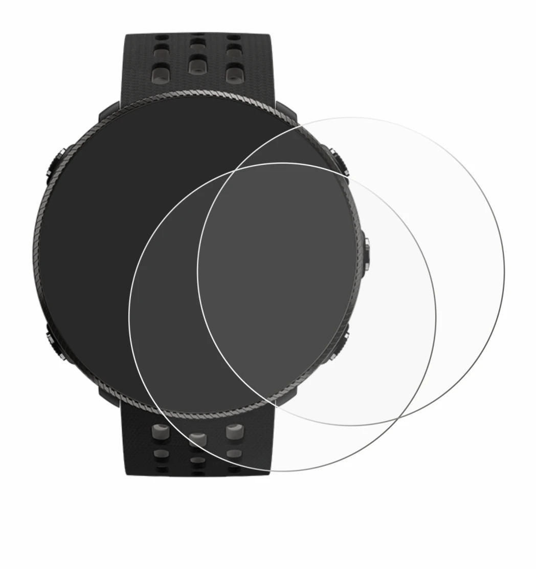 Immagine del dispositivo Polar Vantage M2 con un'ampia varietà di protezioni per lo schermo.