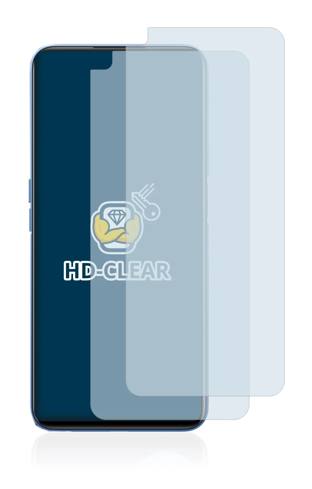 Immagine del dispositivo realme 8 5G con un'ampia varietà di protezioni per lo schermo.