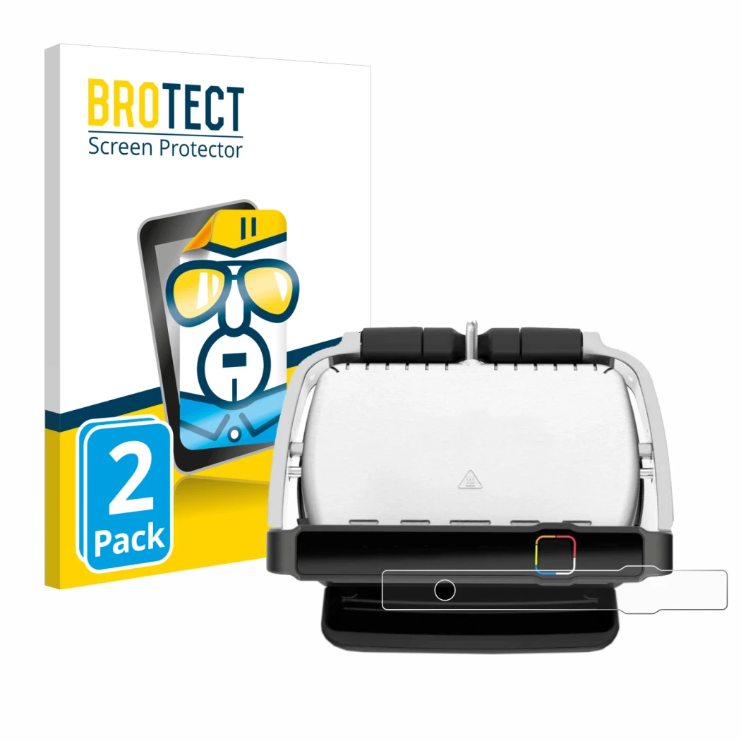 Parte frontale di una confezione del prodotto con il logo del marchio BROTECT. Accanto è raffigurato il dispositivo Tefal Opti