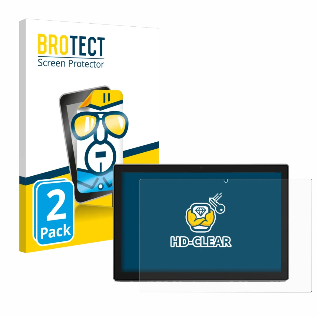 Parte frontale di una confezione del prodotto con il logo del marchio BROTECT. Accanto è raffigurato il dispositivo Blackview 