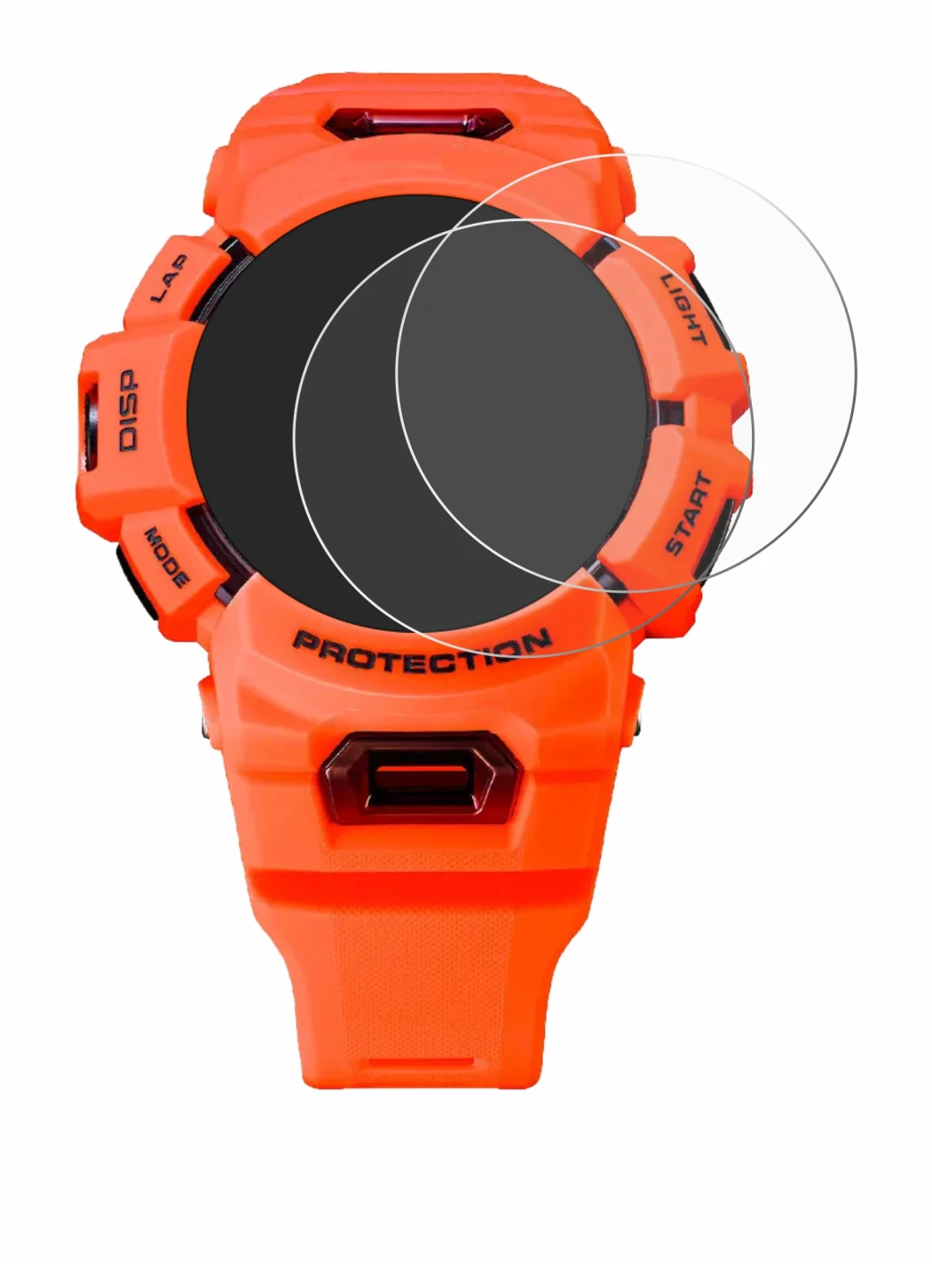 Immagine del dispositivo Casio G-Shock GBA-900 con un'ampia varietà di protezioni per lo schermo.