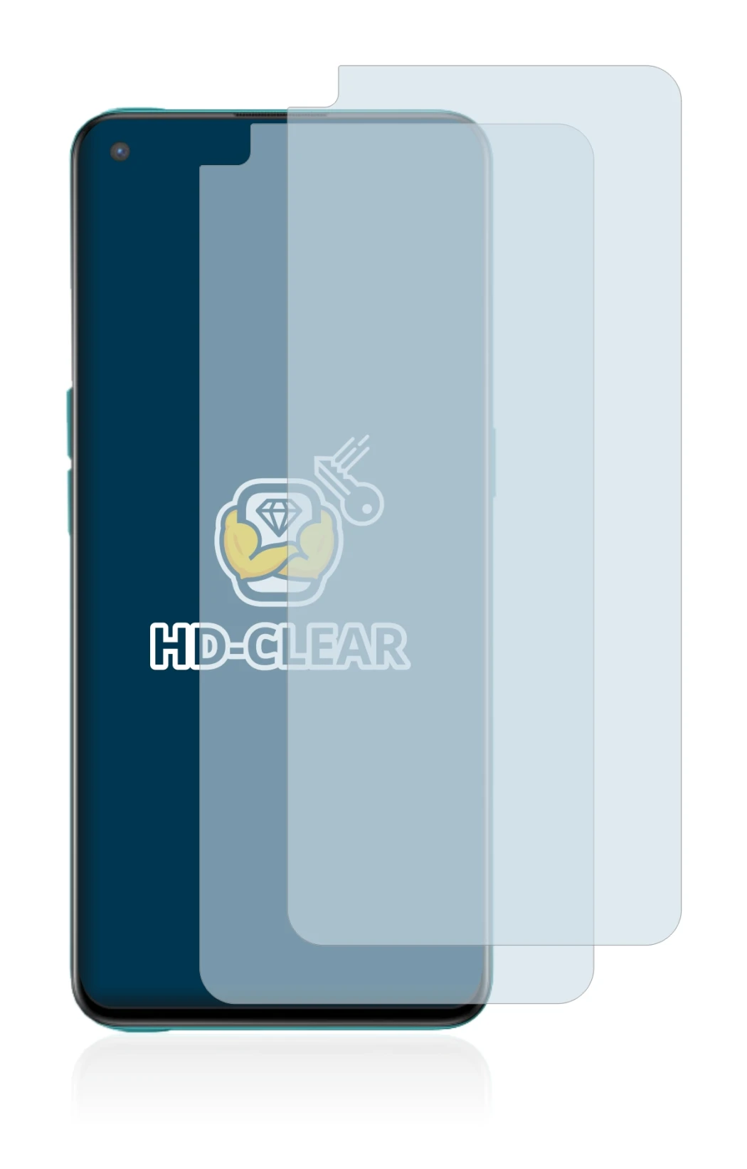 Immagine del dispositivo OnePlus Nord CE 5G con un'ampia varietà di protezioni per lo schermo.