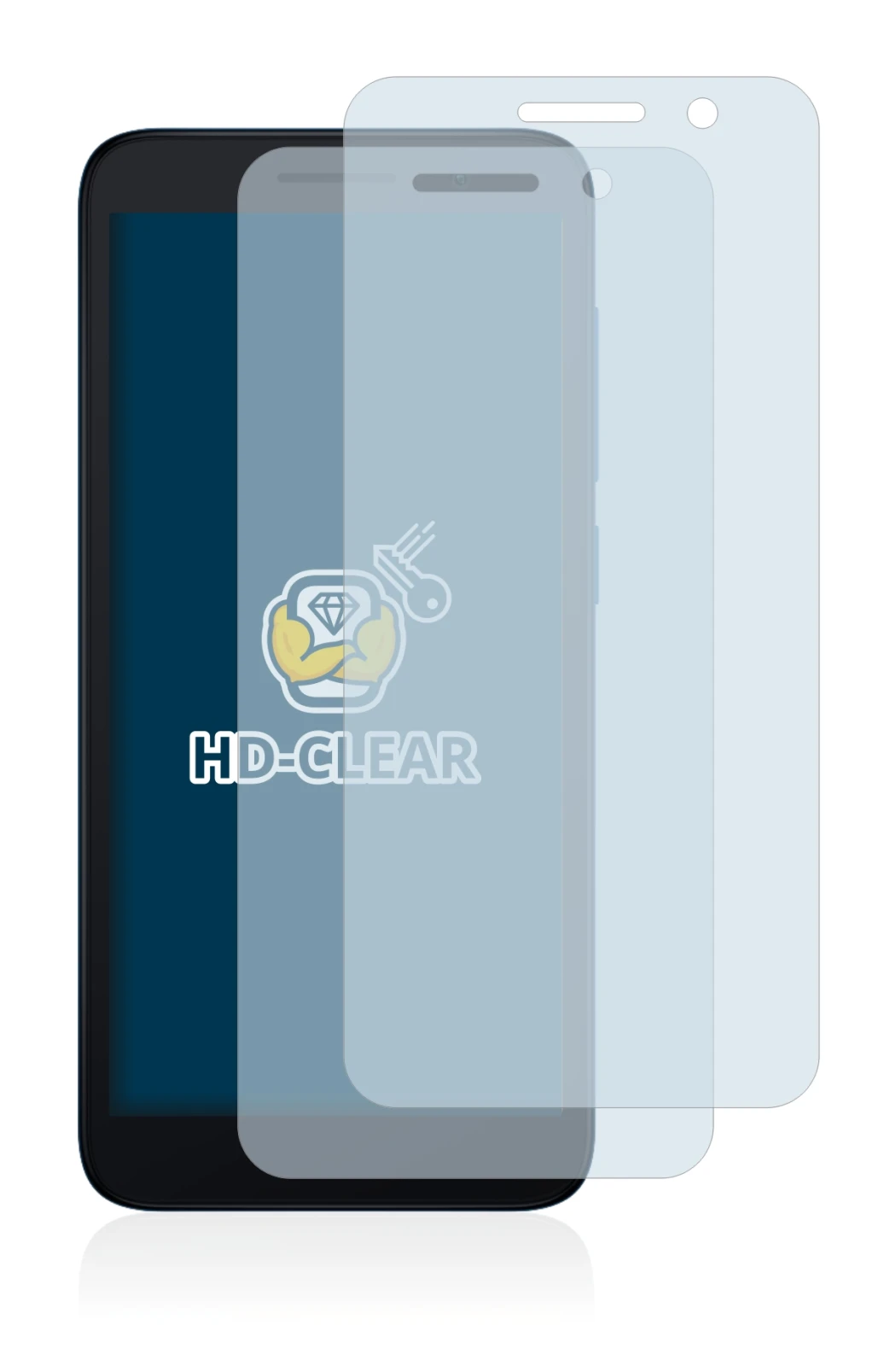 Immagine del dispositivo Alcatel 1 (2021) con un'ampia varietà di protezioni per lo schermo.