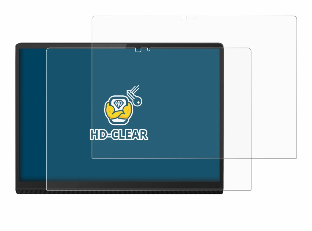 Immagine del dispositivo Lenovo Yoga Tab 13 con un'ampia varietà di protezioni per lo schermo.