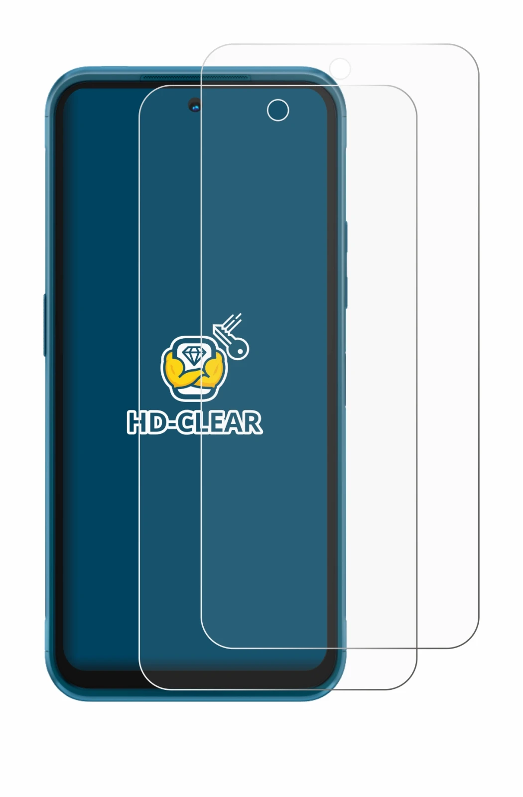 Immagine del dispositivo Nokia XR20 con un'ampia varietà di protezioni per lo schermo.