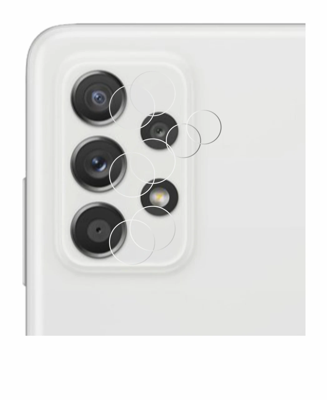 Immagine del dispositivo Samsung Galaxy A52s 5G (SOLO Fotocamera) con un'ampia varietà di protezioni per lo schermo.