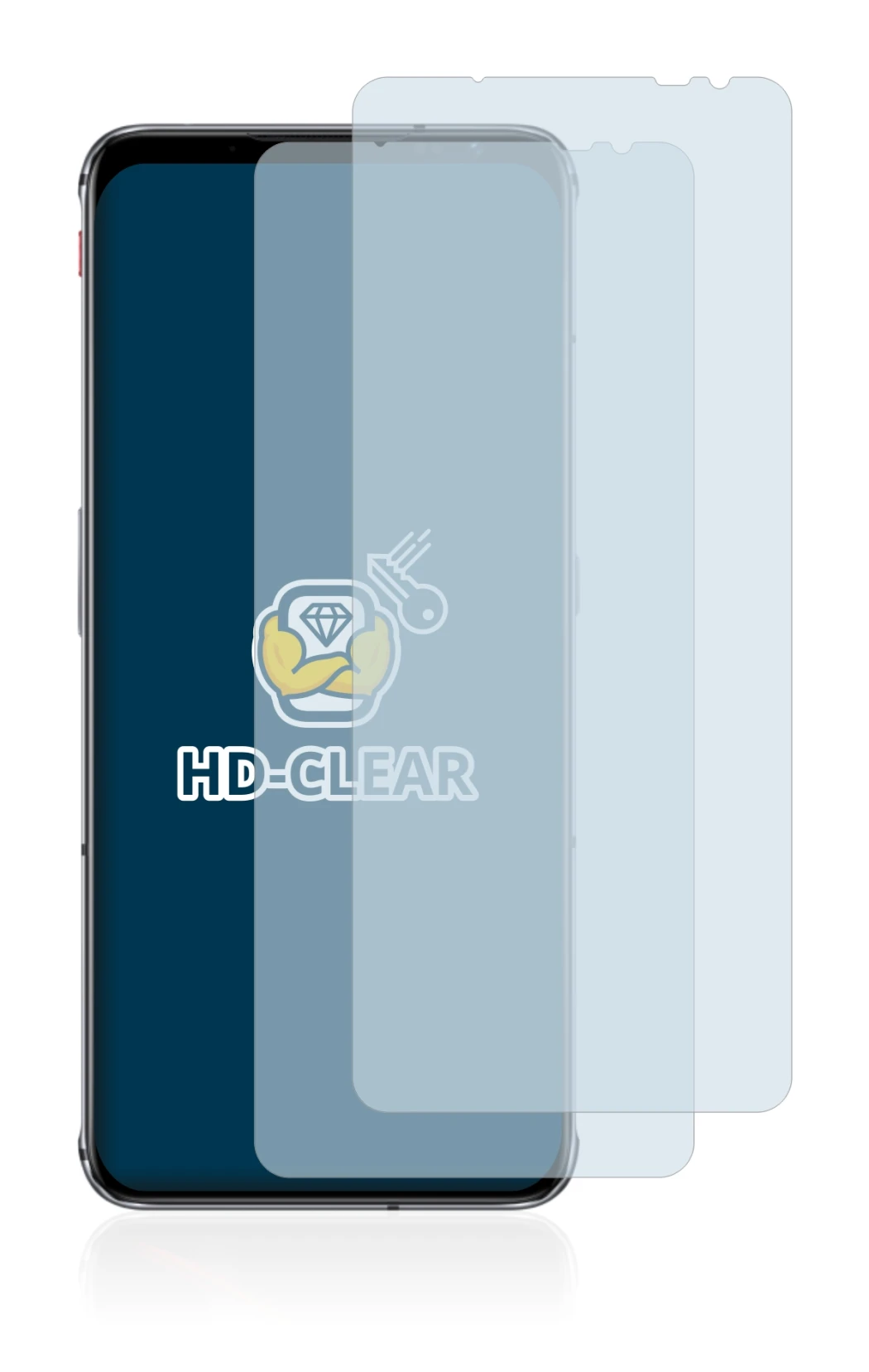 Immagine del dispositivo ZTE Nubia Red Magic 6s Pro con un'ampia varietà di protezioni per lo schermo.